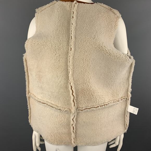 BEAMS Size XL Tan Suede Sheep Leather Shearling Vest - Picture 8 of 9